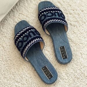 🌟New Gucci Denim Slide Mules